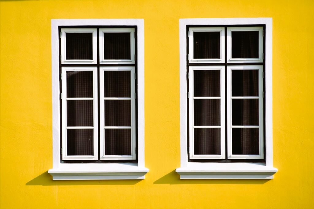 closed white wooden framed glass window